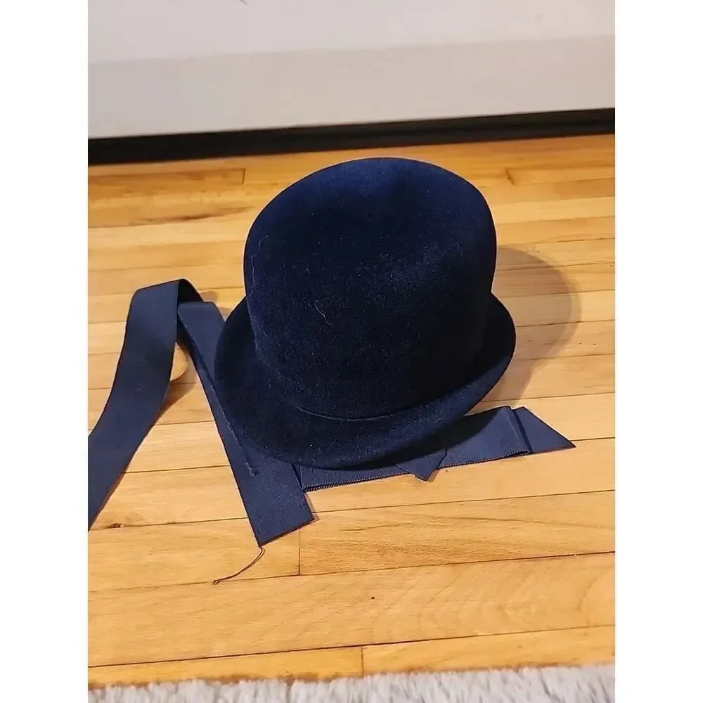 Valerie Modes Peachbloom Velour Hat Women Imported Fur Blue Vintage READ
